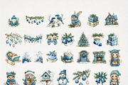 Blue Christmas Clipart 27PNG, a Seasonal Illustration by EleSArtDesign (Thumbnail 4 of 4)