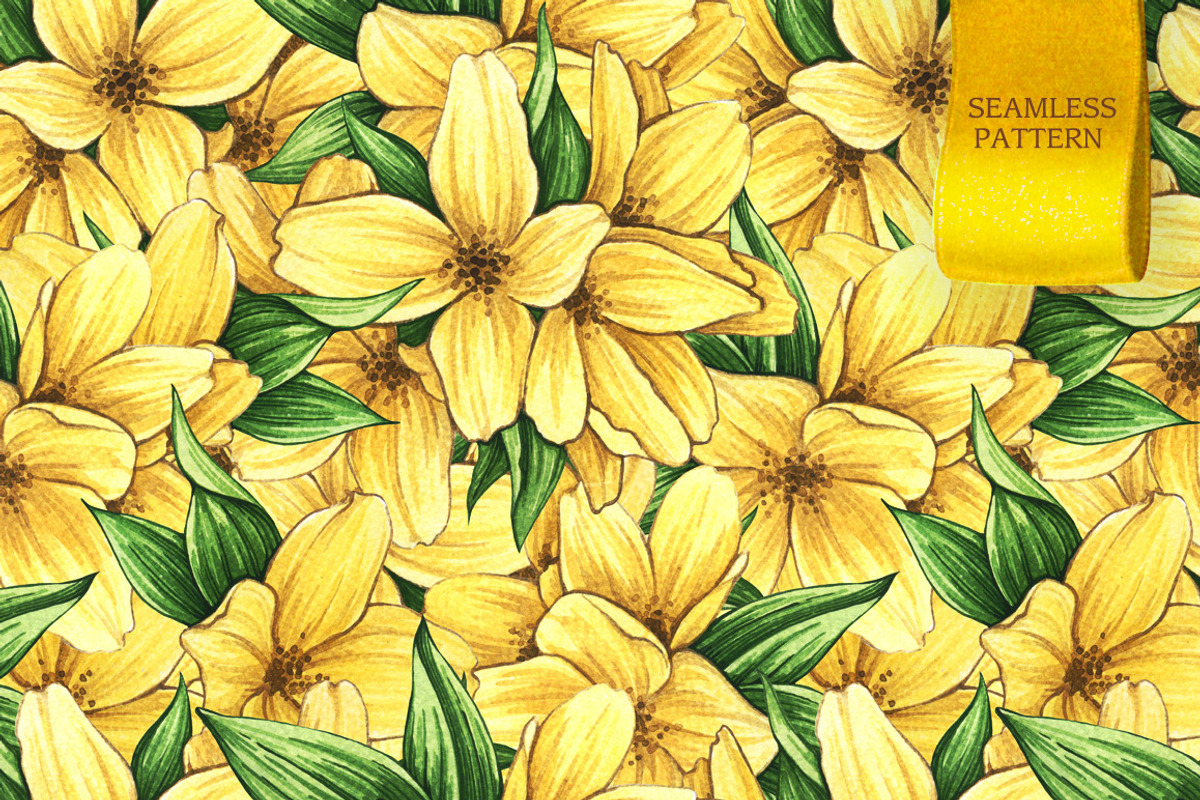 Floral and decor set (yellow color), a Decorative Illustration by Color and Decor (Photo 4 of 5)