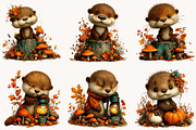 Whimsical Autumn Fall Otter Clipart, a Seasonal Illustration by Designworld (Thumbnail 3 of 10)