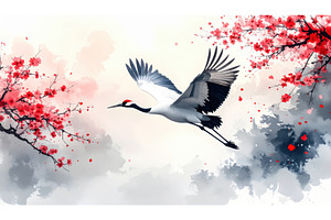 Red-crowned crane flying through, an Animal Photo by Igor Tichonow