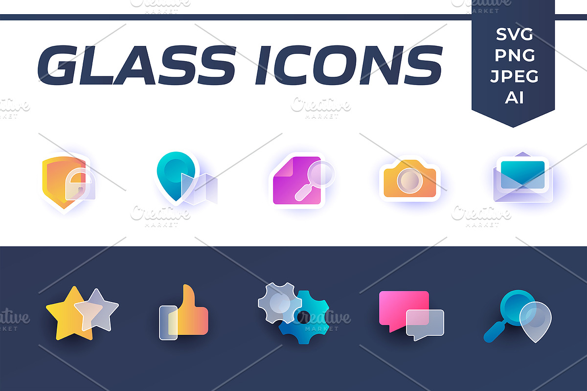Glass style icons for UX, an Icon by SpaceNymph (Photo 1 of 3)