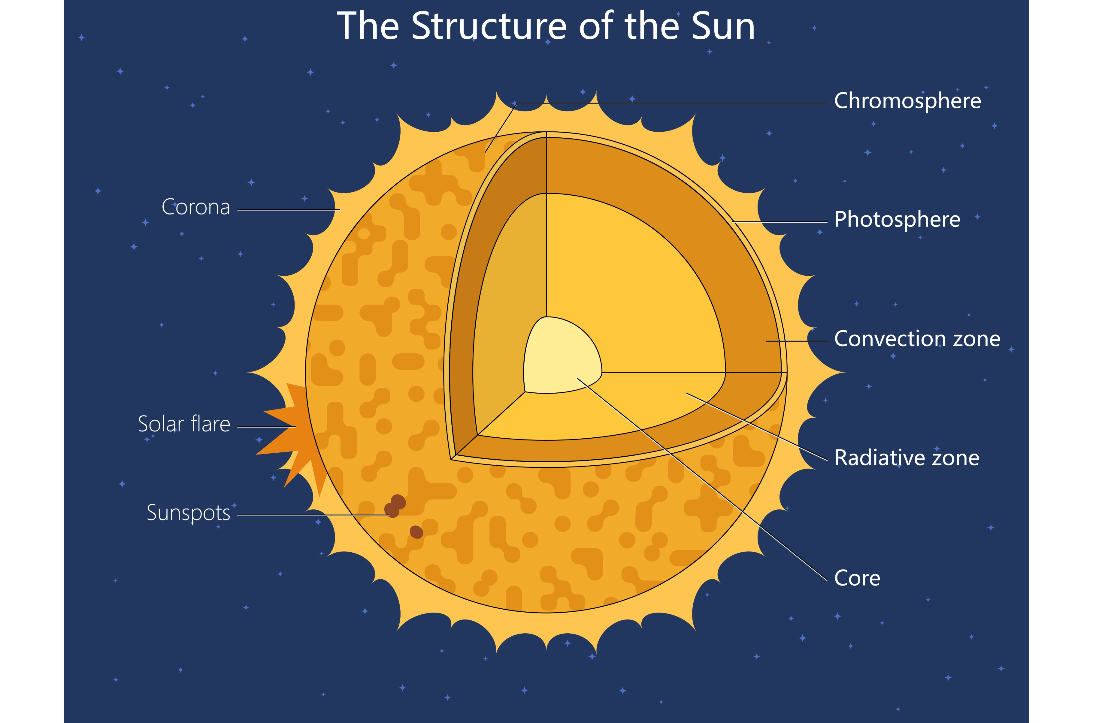 Structure of the Sun Layers Diagram, an Illustration by AlexArt