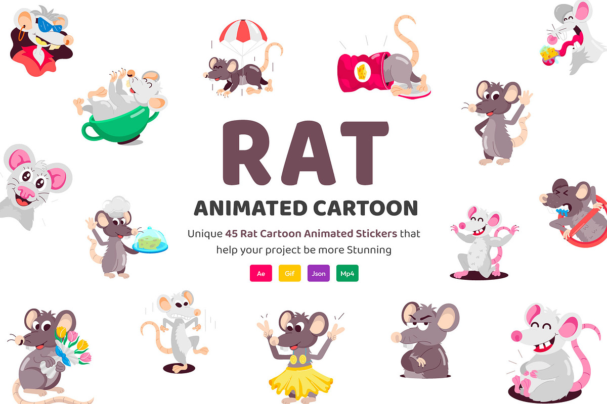 Animated Rat Cartoon Stickers, an Emoji Icon by Vectors Market (Photo 1 of 3)