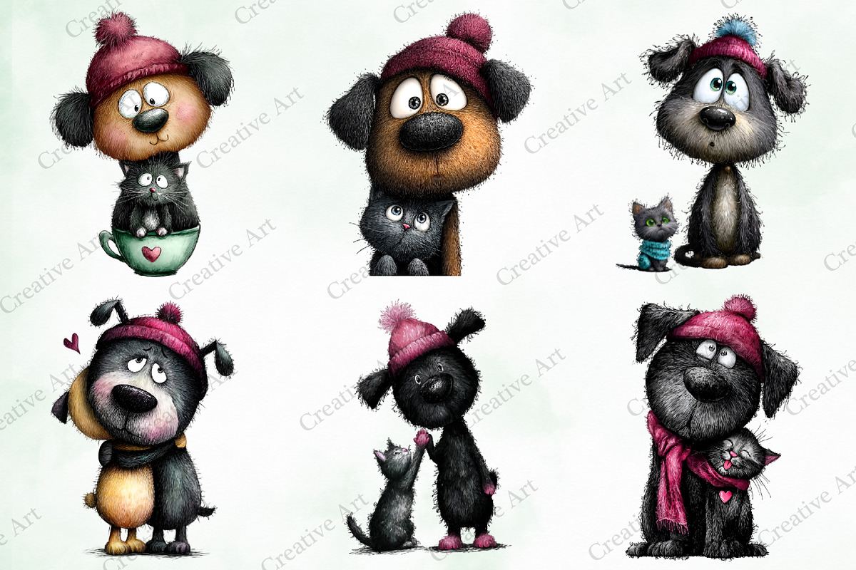Whimsical Valentine Black Dog & Cat, an Illustration by Creative Art (Photo 8 of 9)