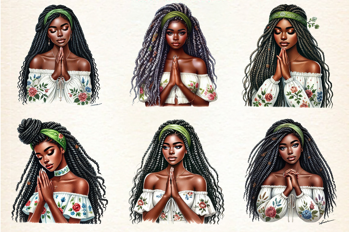 Black Girl Praying Sublimation Clipa, an Illustration by DreamArtGraphic (Photo 2 of 5)