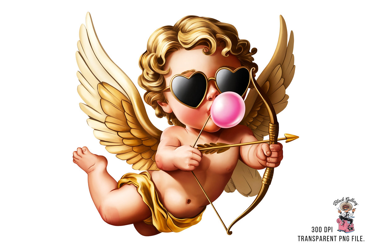 Cupid with Bow and Bubblegum Clipart, an Illustration by Clipart Studio (Photo 10 of 13)