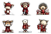 whimsical winter animals clipart, an Illustration by CreationArt (Thumbnail 6 of 7)