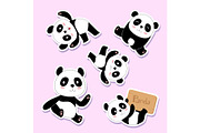 Cute cartoon pandas sticker style, an Animal Illustration by Onyx (Thumbnail 1 of 3)