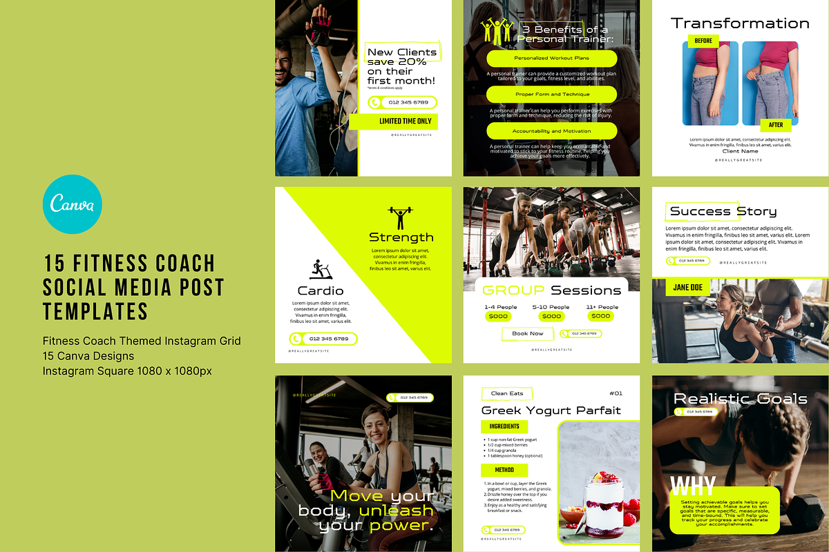 Fitness Coach Social Media, a Social Media Template by Sincerely Media (Photo 1 of 9)