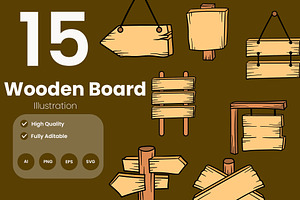 Wooden Signboard Illustration Pack, an Illustration by baii09