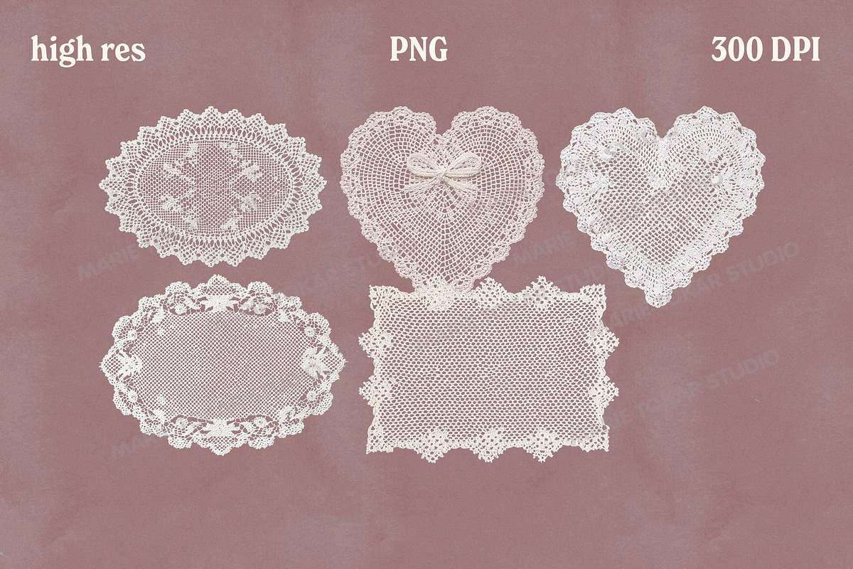 Vintage Fabric Doilies Bundle PNG, an Object Graphic by Marie T (Photo 14 of 24)
