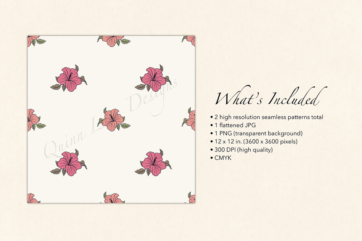 Pink Hibiscus Surface Pattern, a Pattern Graphic by Quinn Lane Designs (Photo 4 of 5)