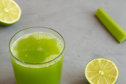 Refreshing Organic Celery Juice with Lime in a Glass, side view., a Food & Drink Photo by LiudmylaChuhunova
