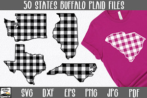 50 States SVG Bundle - Buffalo Plaid