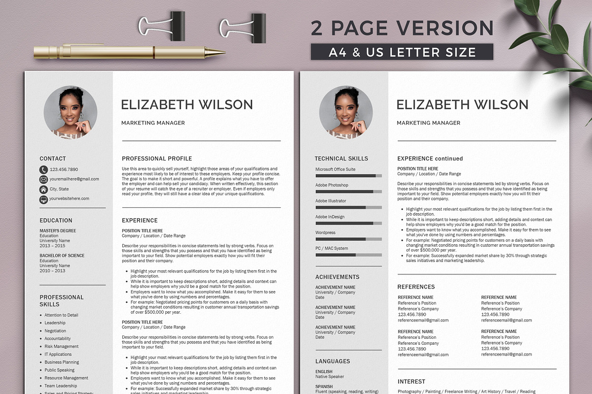Resume - CV Template with Photo, a Resume Template by Klamp Studio (Photo 3 of 8)