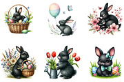 Cute Black Easter Bunny Clipart, an Illustration by DreamArtGraphic (Thumbnail 2 of 4)
