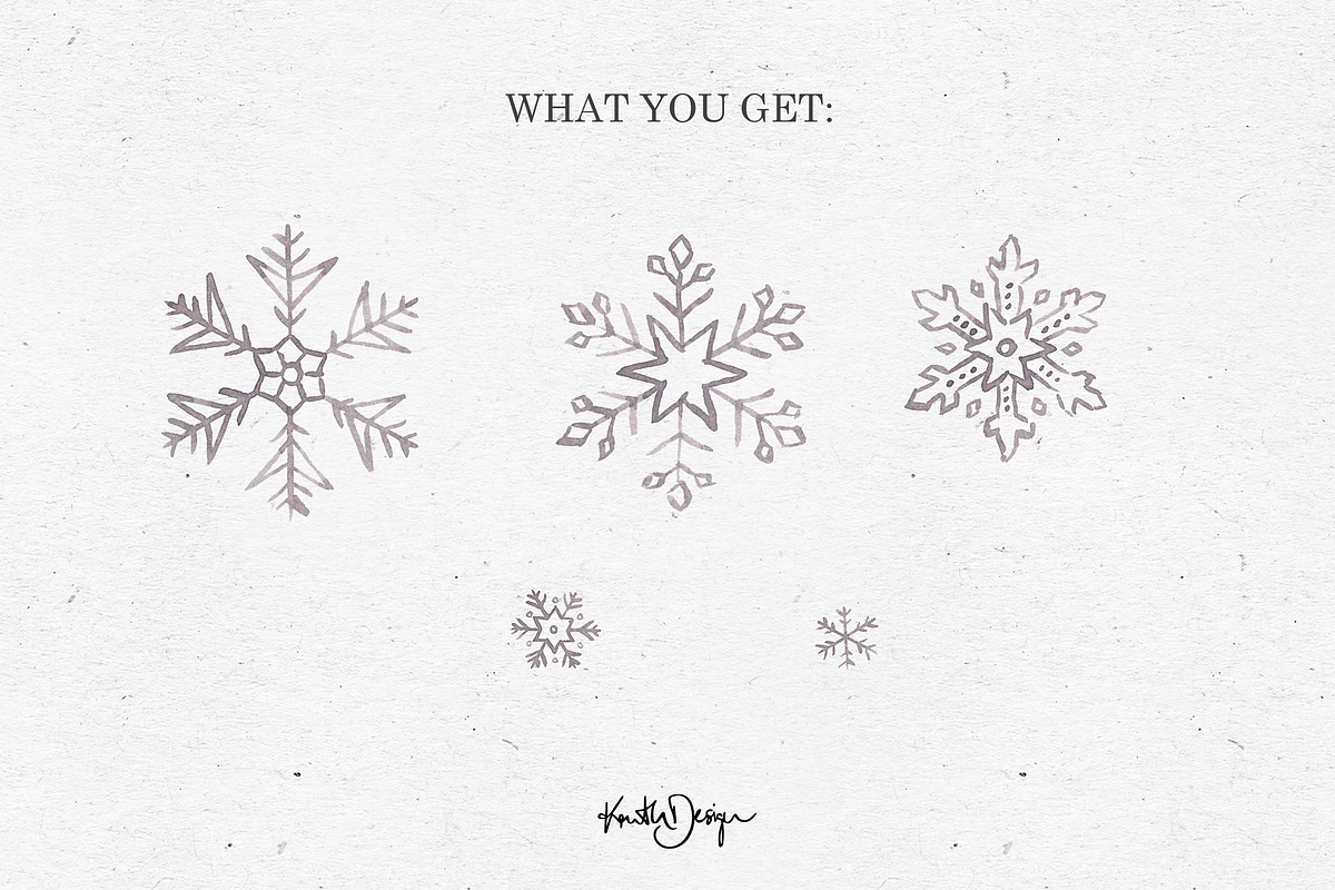 SNOWFLAKES WATERCOLOR PNG + VECTOR, an Illustration by KruthDesign (Photo 2 of 10)