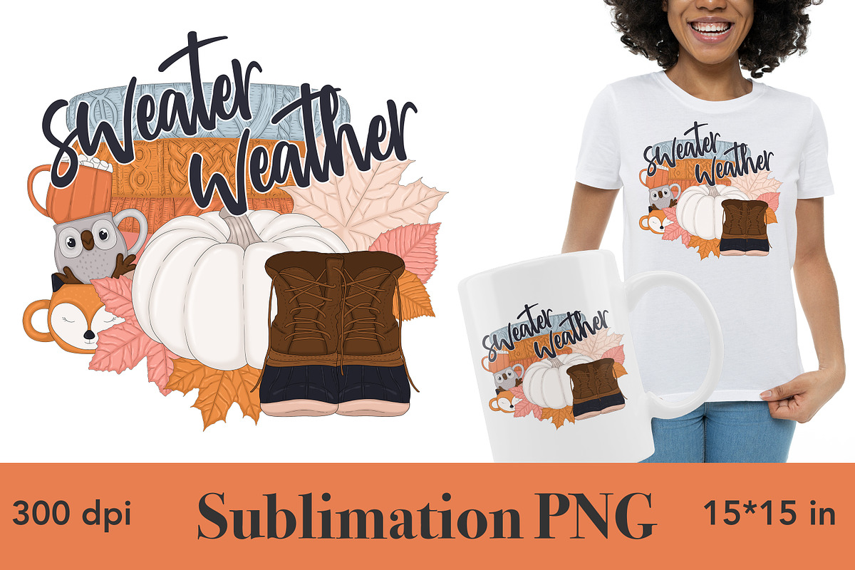 Sweater Weather Sublimation PNG, a Seasonal Illustration by GlamArtZhanna (Photo 3 of 3)