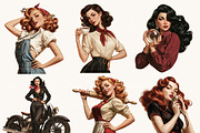 Rockabilly Pin Up Girl Clipart, a Person Illustration by BusyDaydesign (Thumbnail 3 of 9)