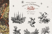 Merry Christmas! Vintage winter set, a Seasonal Illustration by Pamyatka Shop (Thumbnail 7 of 20)