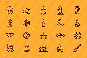 Halloween Spooky Icons Set, a Templates & Theme by studiogstock