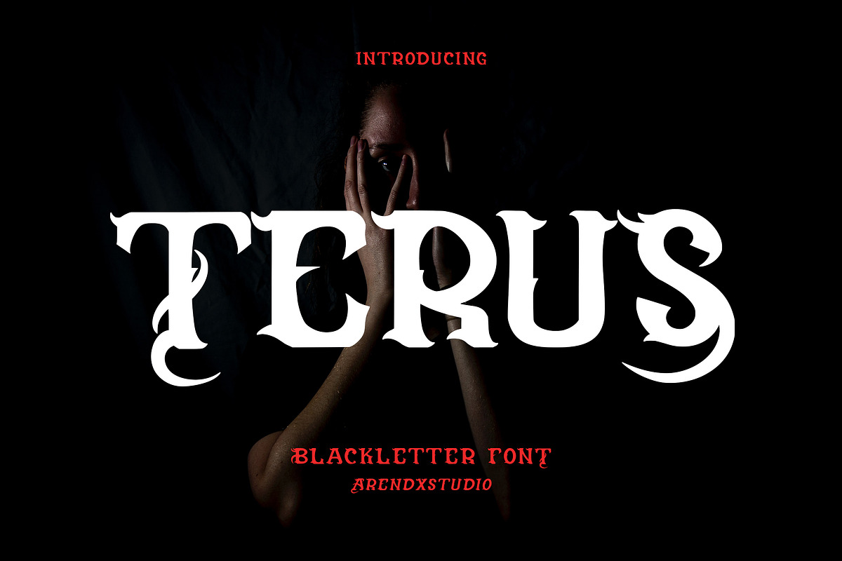 Terus - Blackletter Font, a Handwritten Font by Arendxstudio (Photo 1 of 9)