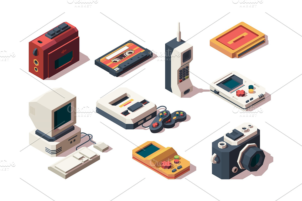 Retro devices. Cell phone old, a Background Graphic by Onyx