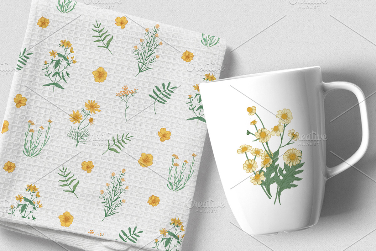 Wild flowers,herbs,herbaceous plants, a Texture Illustration by Good Studio (Photo 10 of 22)