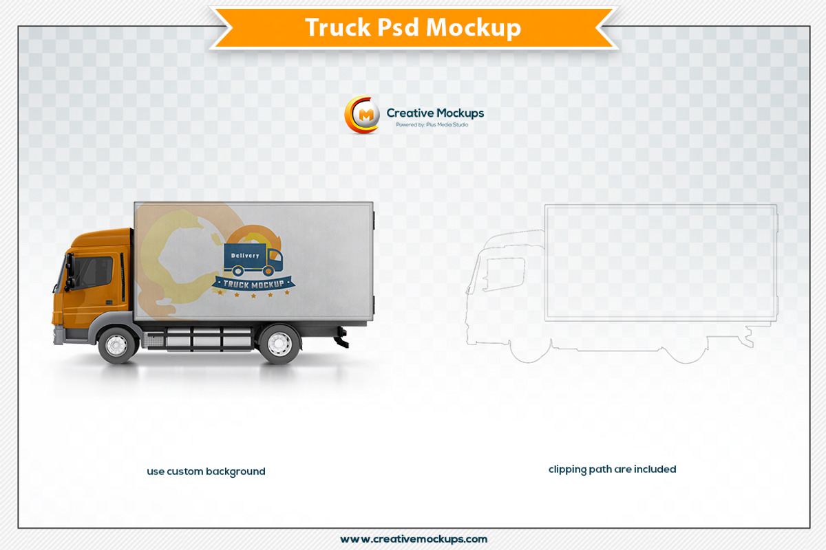 Delivery Truck Mockup PSD, an Advertising Mockup by Plus Media (Photo 3 of 3)