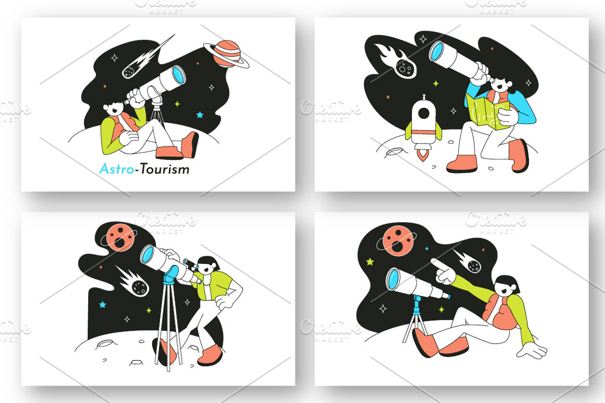 6 Astro Tourism Vector Illustration, a Person Illustration by denayunebgt (Photo 2 of 3)