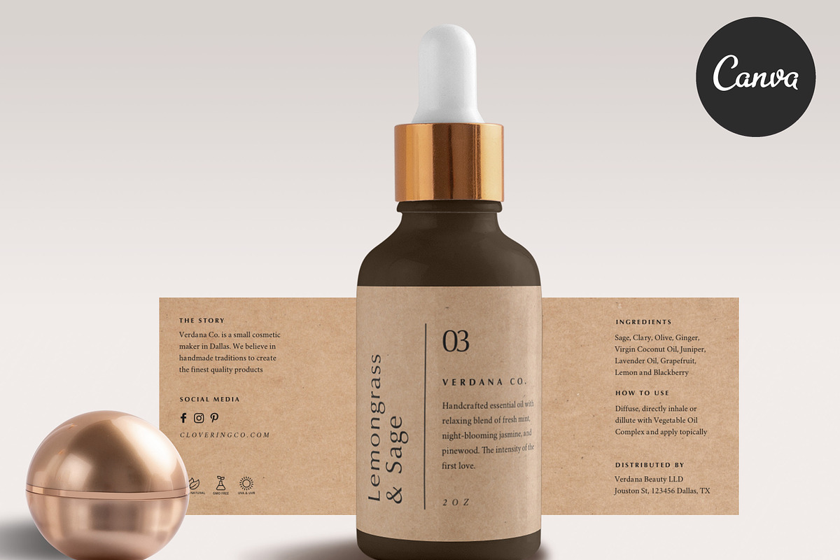 Canva Dropper Bottle Label LA006, a Stationery Template by Draca Design Co (Photo 4 of 4)
