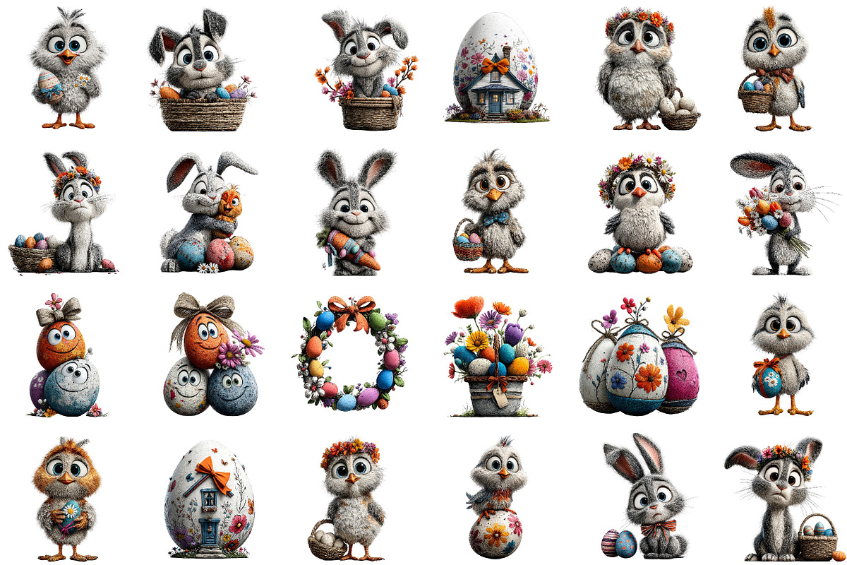 Whimsical Happy Easter Clipart, an Illustration by Sublimation Artist (Photo 2 of 7)