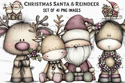 Christmas Santa & Reindeer Clipart, an Illustration by Craft Nest (Thumbnail 1 of 6)