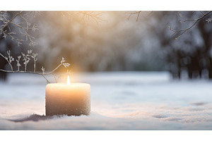 flame candle snow ai generated, a Holiday Photo by pikepicture