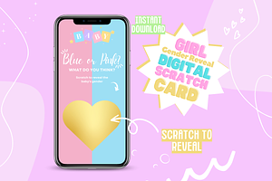 Girl Gender Reveal Scratch Card, a HTML Template by SunshineStudioBoutique