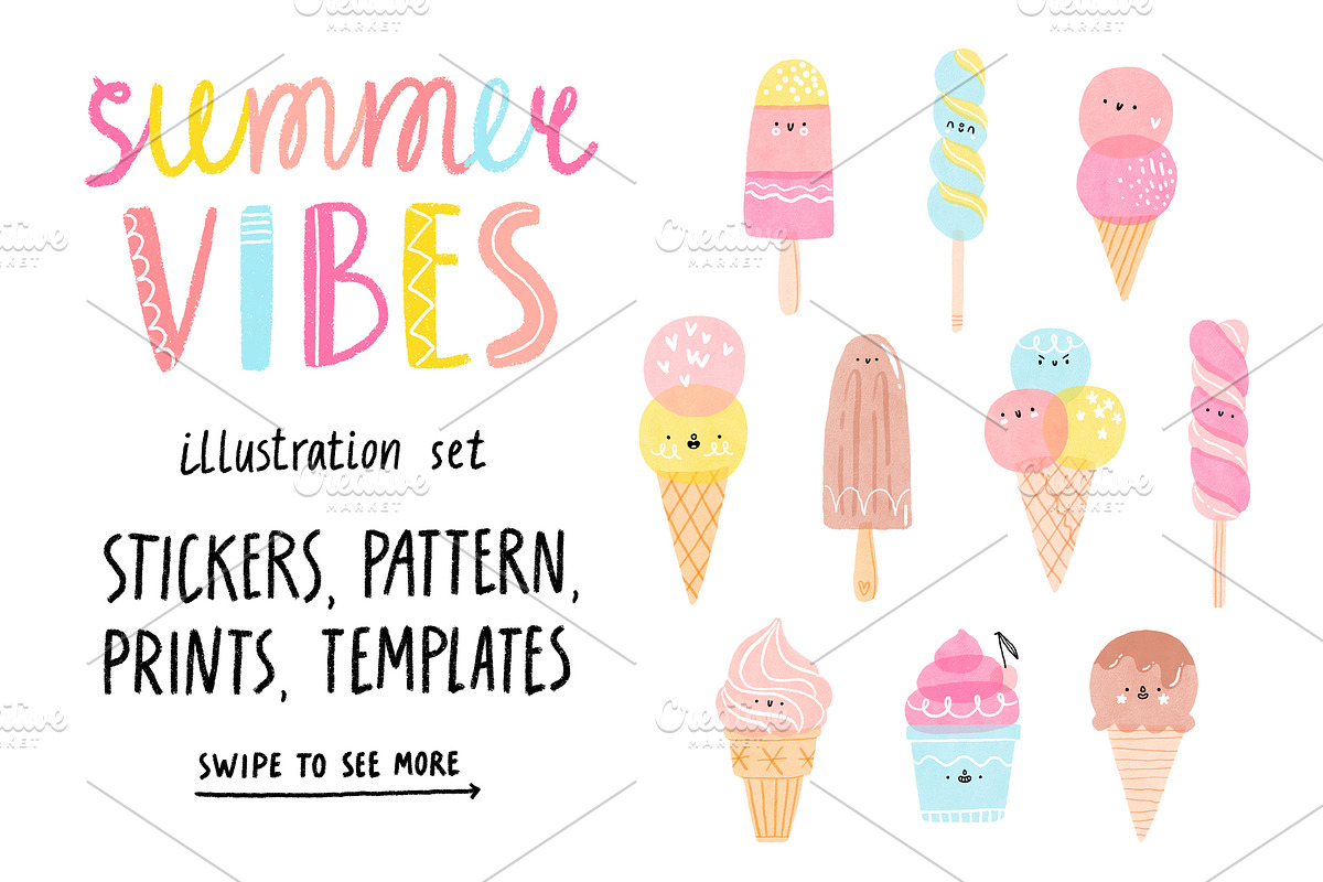 Summer vibes illustration set, a Decorative Illustration by Stolenpencil (Photo 1 of 4)