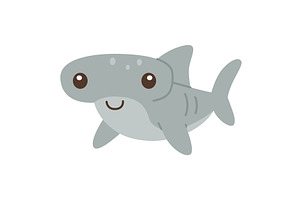 Cute cartoon hammerhead shark with, an Animal Illustration by GraphiShop