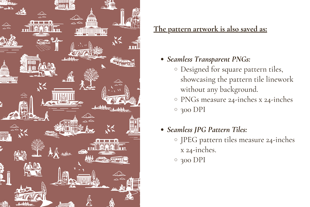 Washington DC Seamless Pattern Set, a Pattern Graphic by Hughes Studio (Photo 7 of 9)