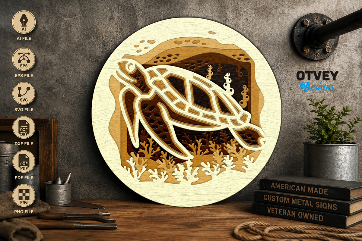 Sea Animals Mandala 3D Layered 6, an Animal Illustration by OTVEY DESIGN (Photo 5 of 7)