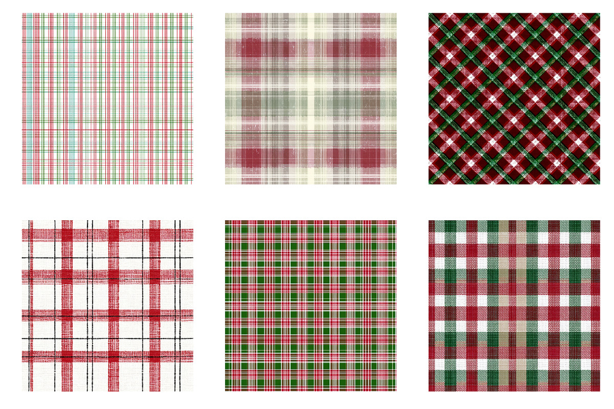 Christmas Gingham Plaid Digital Pape, an Illustration by Designworld (Photo 2 of 6)