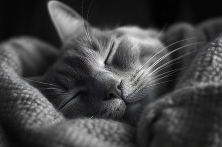 Sleeping orange cat cozy on blanket, an Animal Photo by Beautiful things