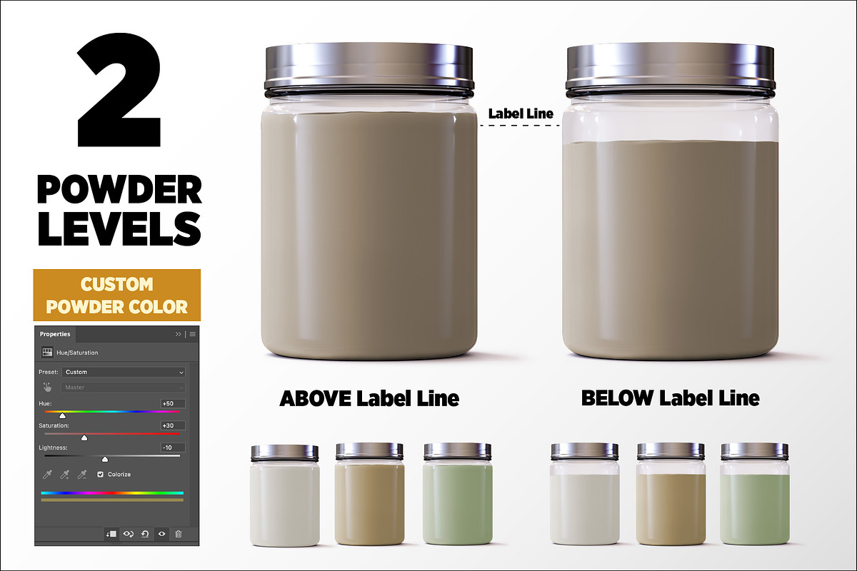 1lb Whey Protein Jar Mockup A3-Pro, a Packaging Mockup by Design Warlord (Photo 3 of 16)