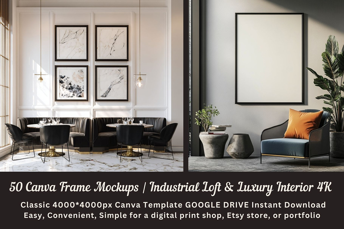 50 Canva Frame Mockups Luxury 4K, a Household Mockup by ARTOZEN DIGITAL (Photo 1 of 15)