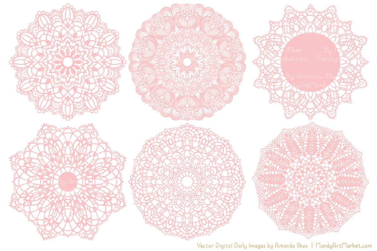 Soft Pink Round Lace Doily Vectors, an Illustration by Amanda Ilkov (Photo 3 of 4)
