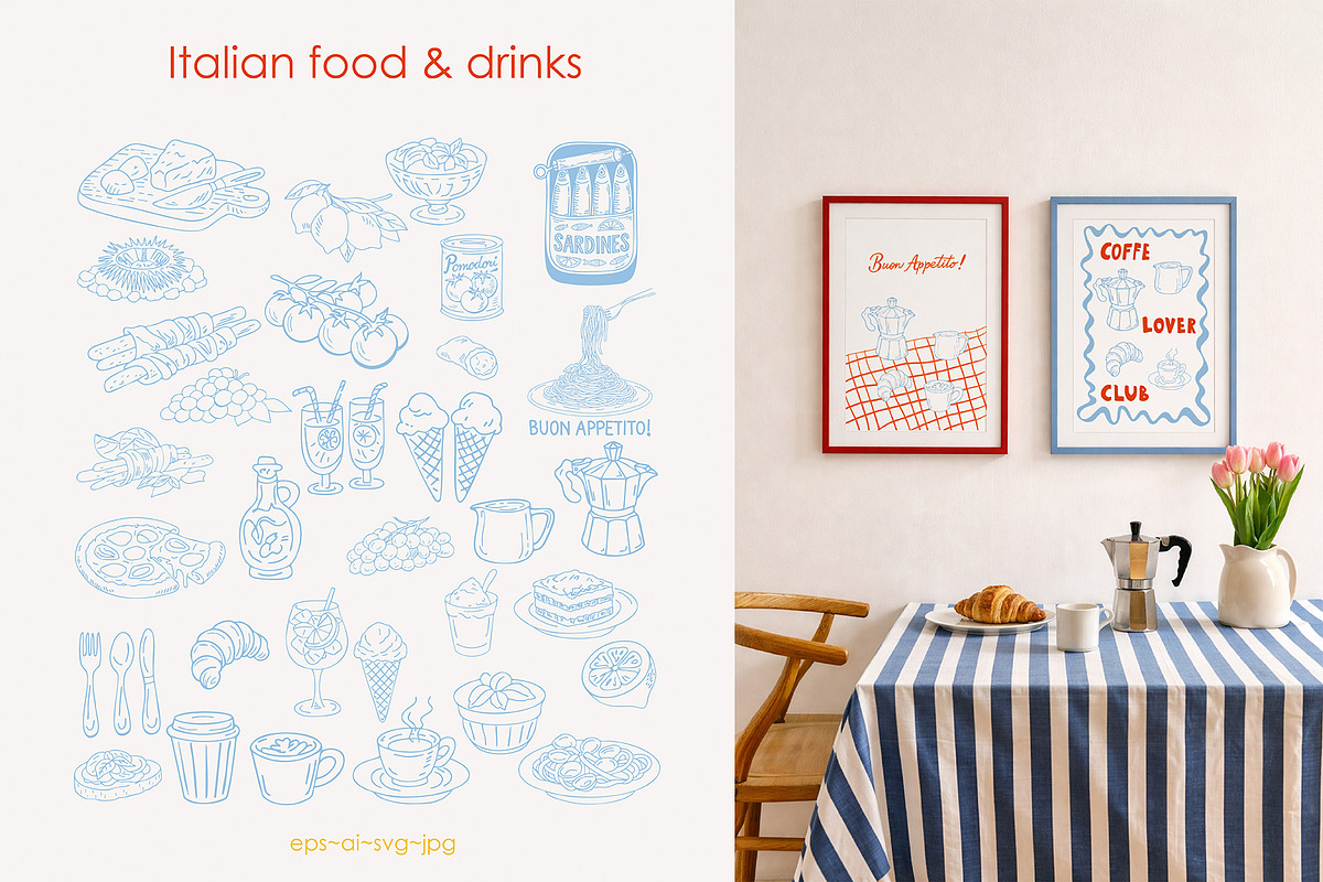 Mediterranean Summer Doodles Pack, a Decorative Illustration by SunnJaneArt (Photo 3 of 13)