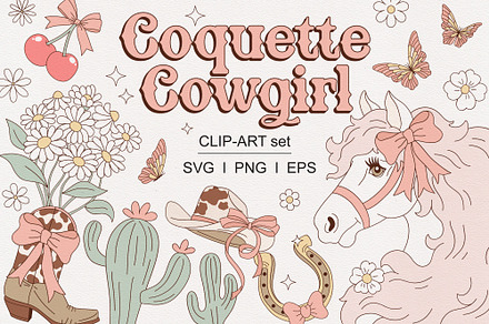 Coquette Cowgirl clipart set, an Object Graphic by @olga.angelloz