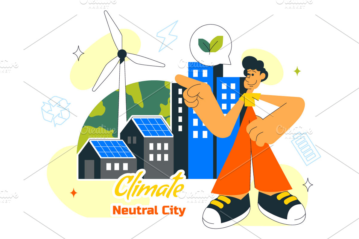 10 Climate Neutral City Illustration, an Object Illustration by denayunebgt (Photo 4 of 4)
