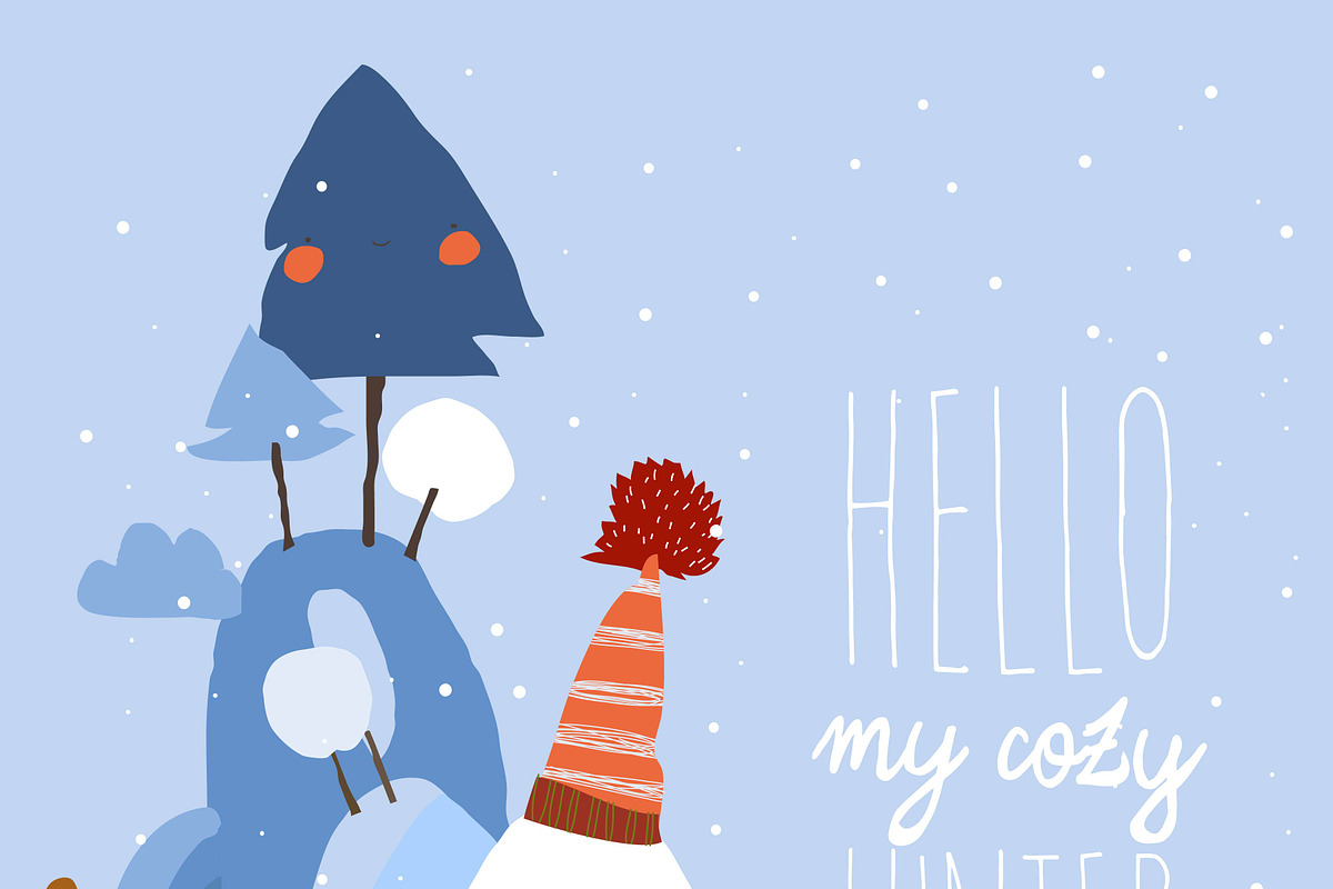 Winter Landscape With Village,Trees, a Seasonal Illustration by Maria Starus (Photo 3 of 3)