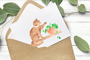 Plants & Cats Watercolor Clipart, an Animal Illustration by natalisart (Thumbnail 6 of 13)