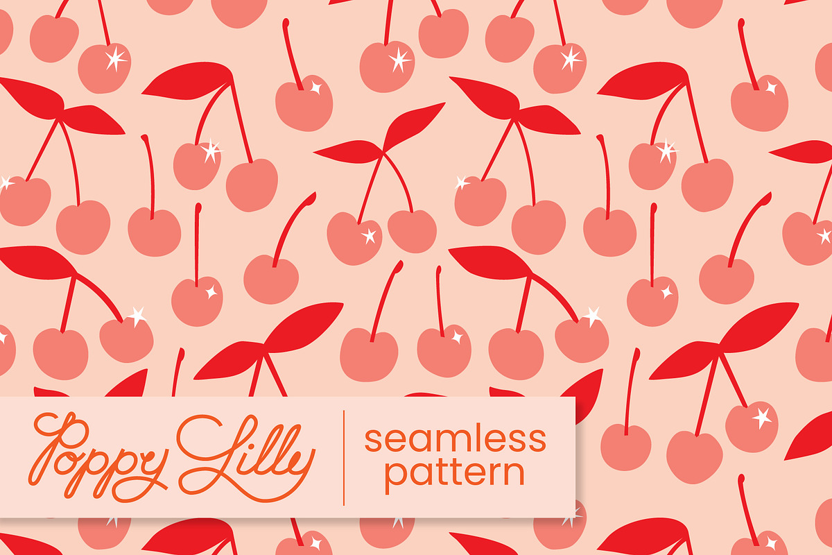 Pink and Red Cherry Seamless Pattern, a Pattern Graphic by Poppy Lilly